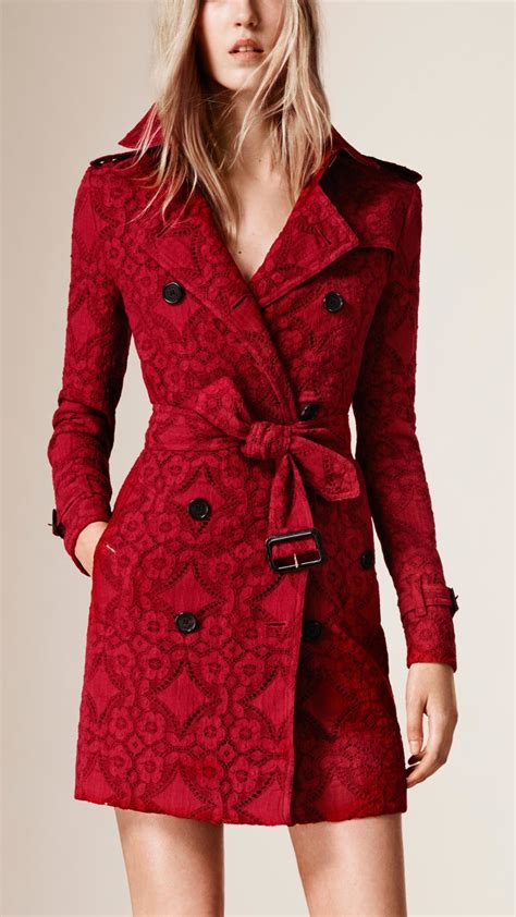 burberry lace trench coat red|More.